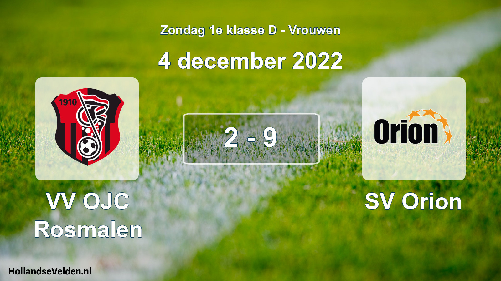 Gespeelde wedstrijd: VV OJC Rosmalen - SV Orion 2 - 9 (4 december 2022)