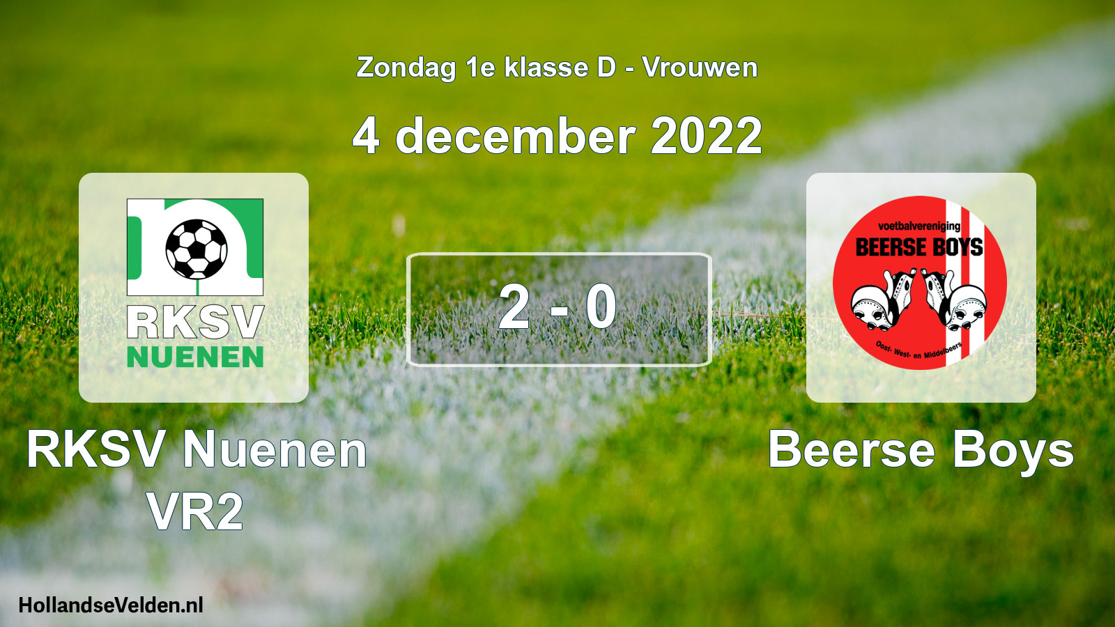 Gespeelde wedstrijd: RKSV Nuenen VR2 - Beerse Boys 2 - 0 (4 december 2022)