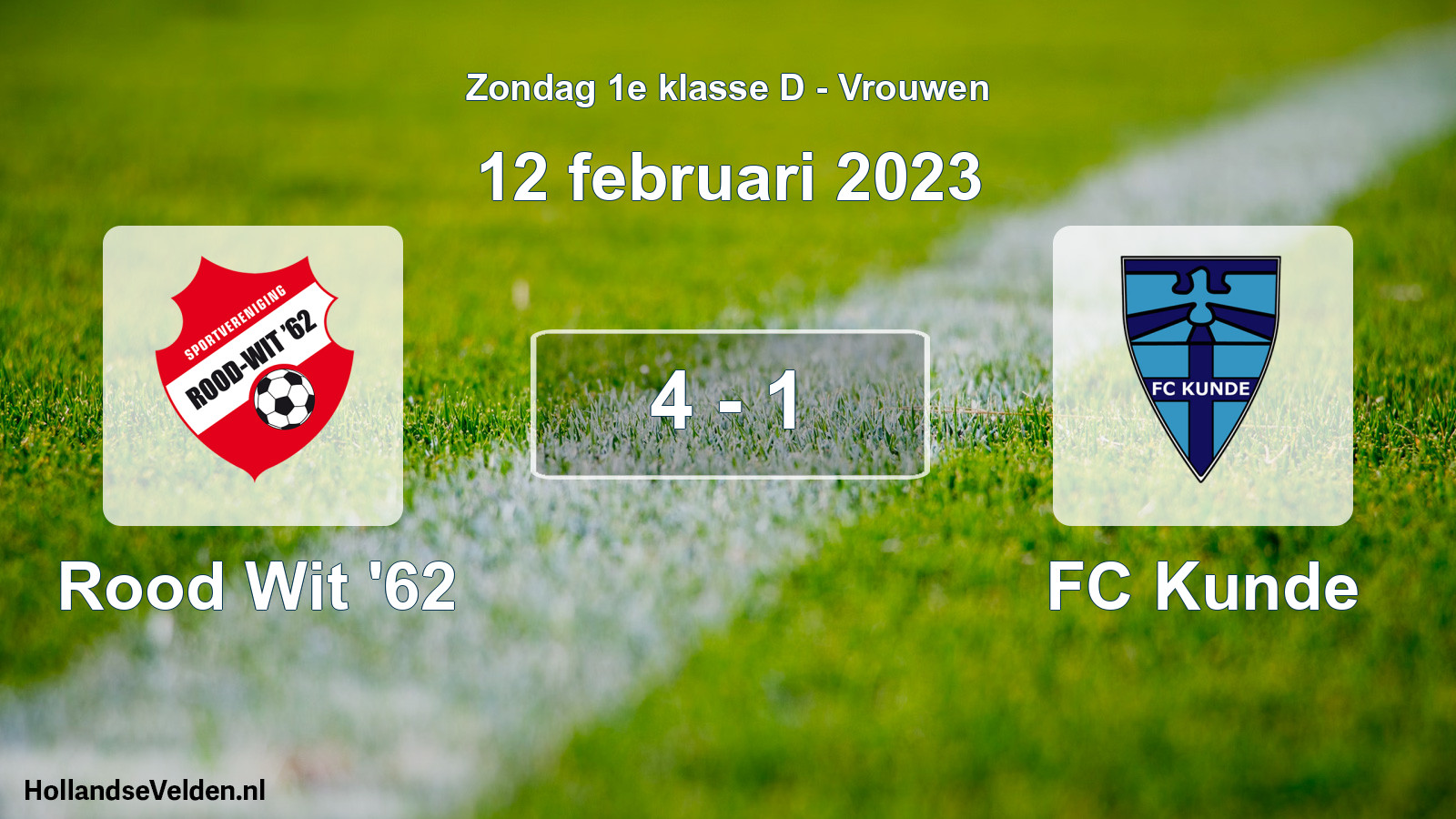 Gespeelde wedstrijd: Rood Wit '62 - FC Kunde 4 - 1 (12 februari 2023)