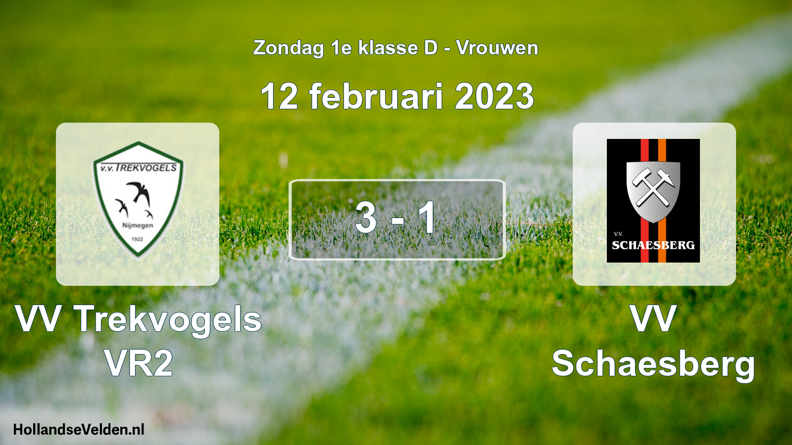 Gespeelde wedstrijd: VV Trekvogels VR2 - VV Schaesberg 3 - 1 (12 februari 2023)