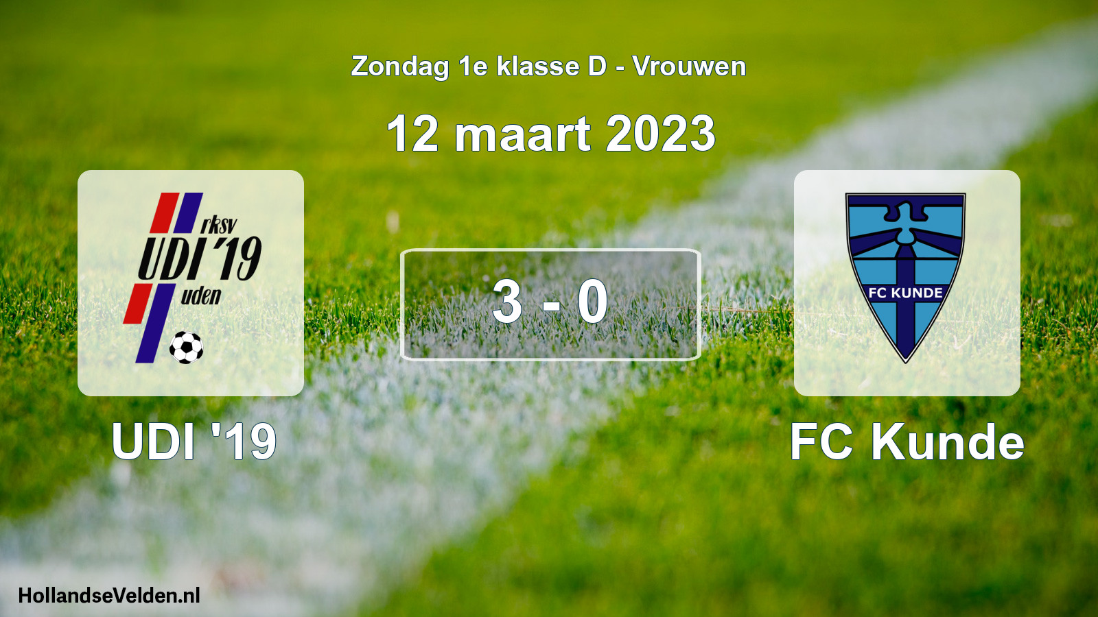 Gespeelde wedstrijd: UDI '19 - FC Kunde 3 - 0 (12 maart 2023)