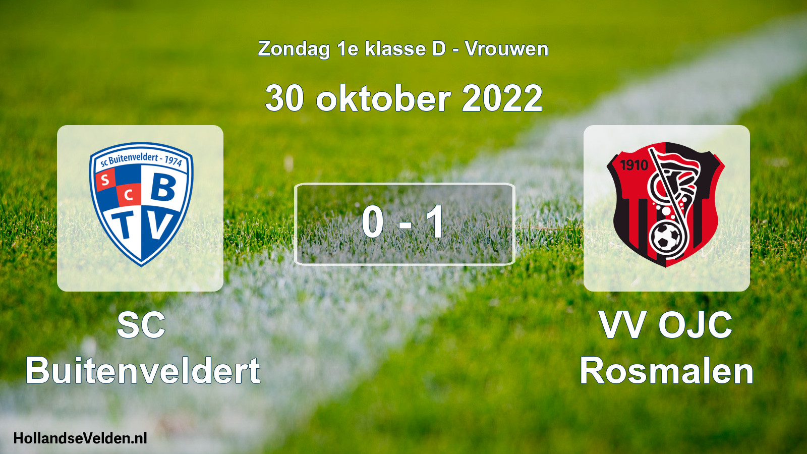 Gespeelde wedstrijd: SC Buitenveldert - VV OJC Rosmalen 0 - 1 (30 oktober 2022)
