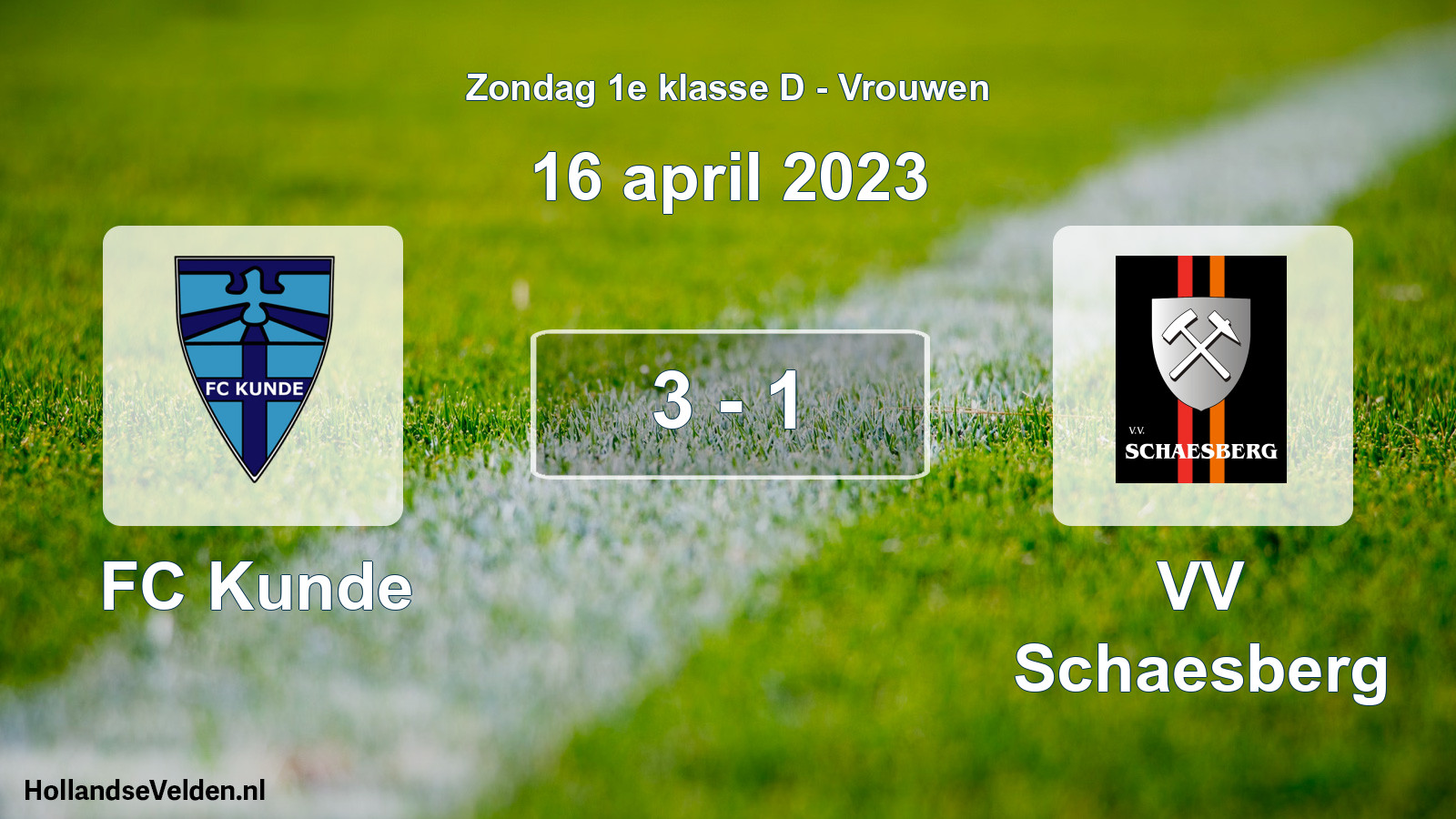 Gespeelde wedstrijd: FC Kunde - VV Schaesberg 3 - 1 (16 april 2023)