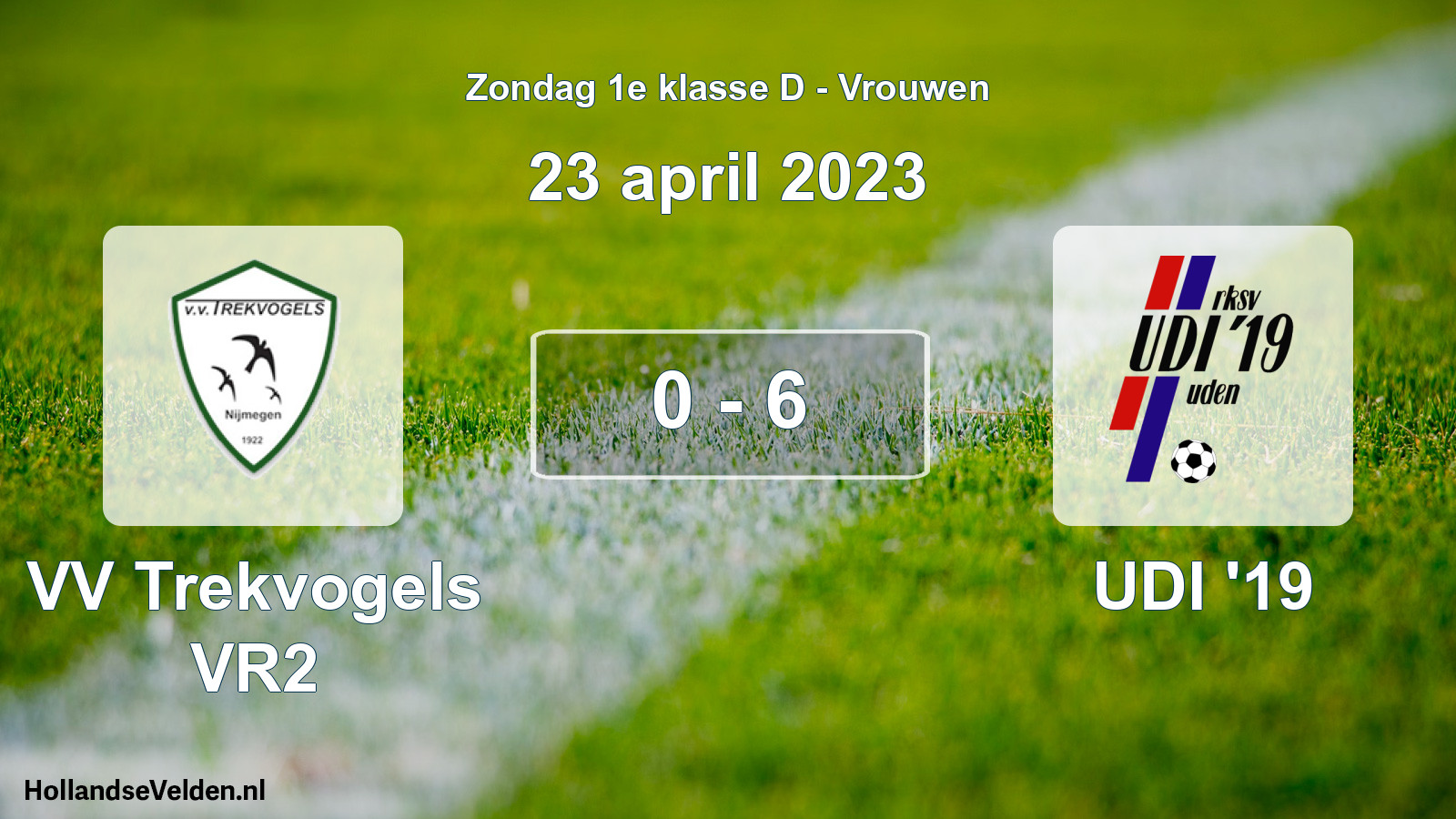 Gespeelde wedstrijd: VV Trekvogels VR2 - UDI '19 0 - 6 (23 april 2023)