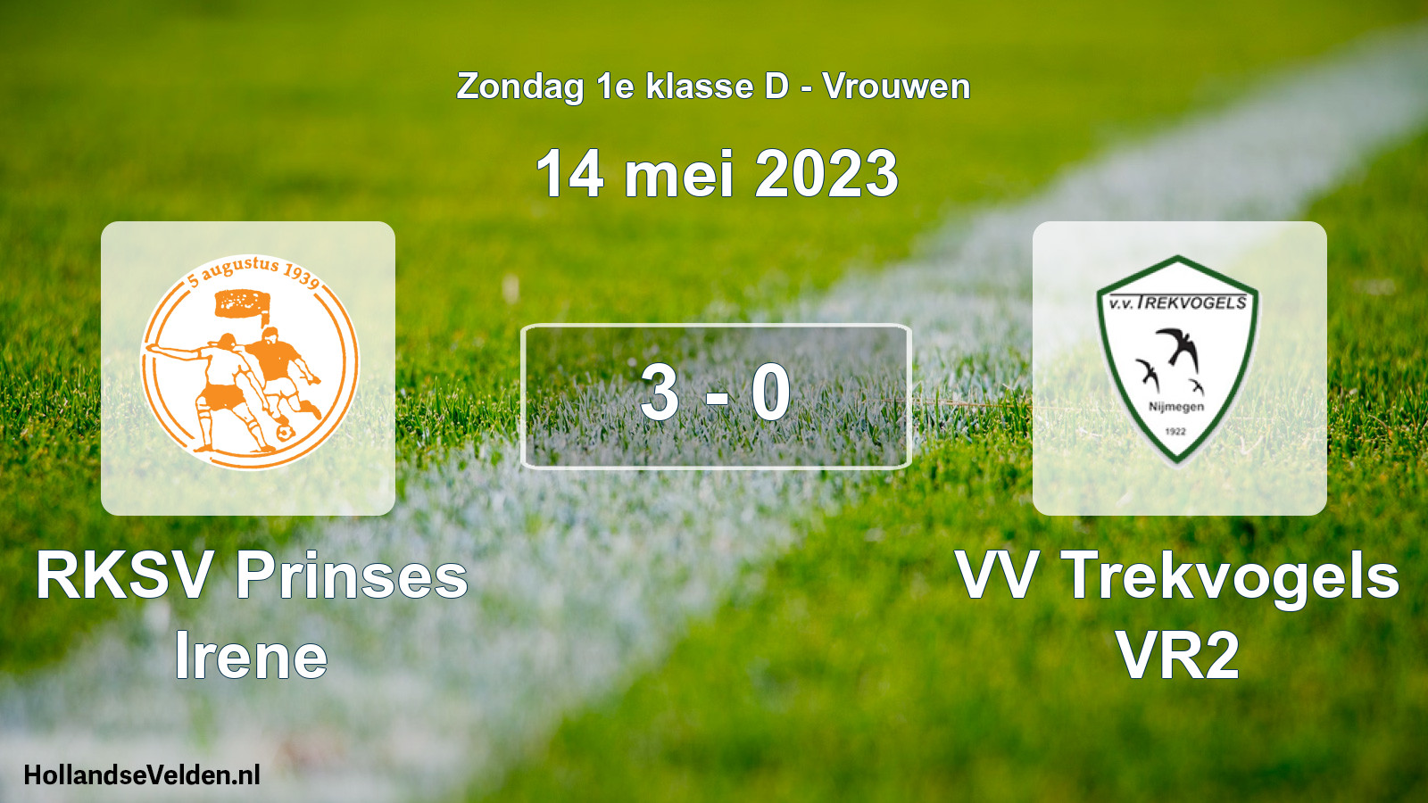 Gespeelde wedstrijd: RKSV Prinses Irene - VV Trekvogels VR2 3 - 0 (14 mei 2023)