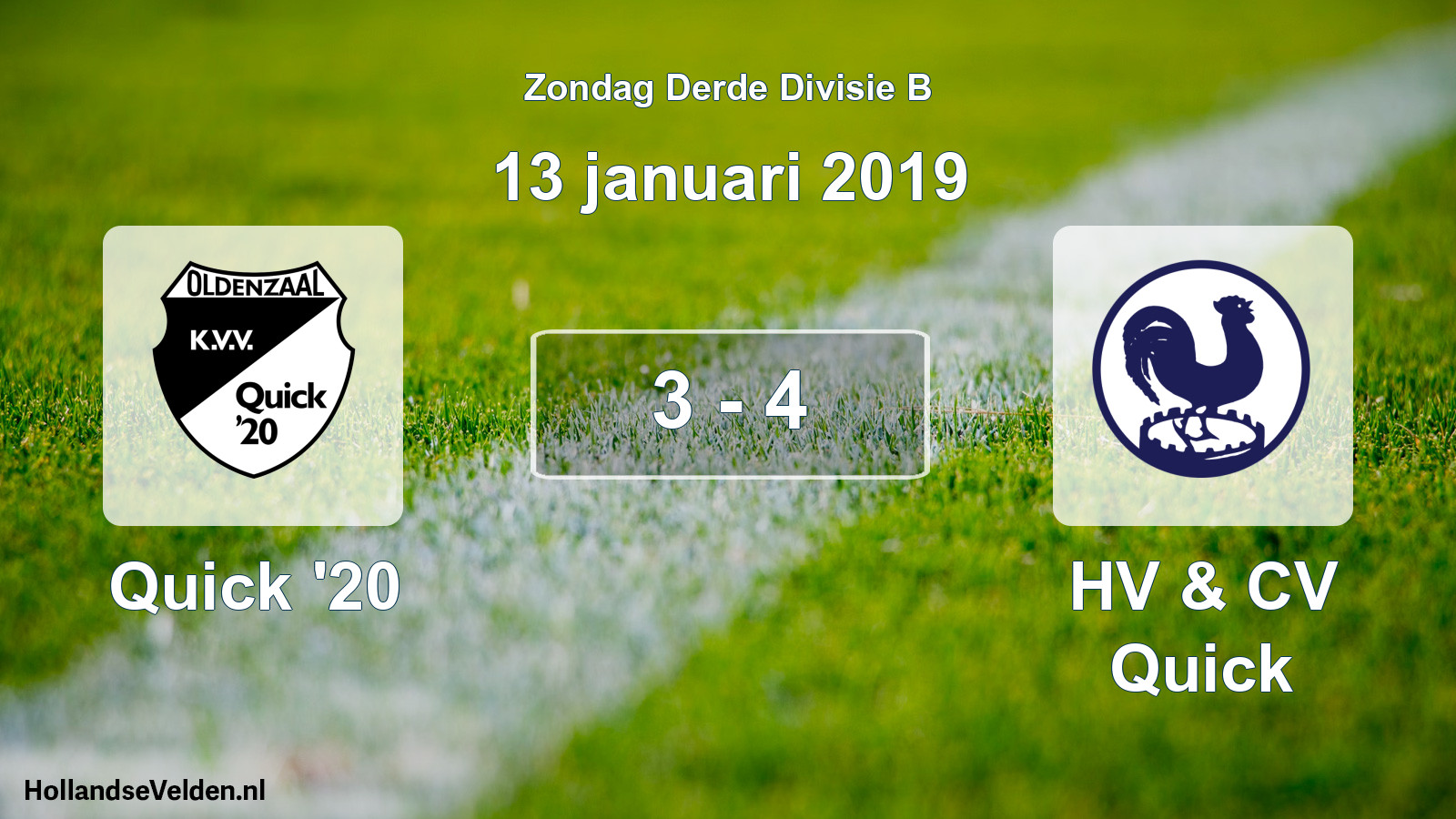 Total number of matches played: Quick '20 - HV & CV Quick 3 - 4 (13 January 2019)
