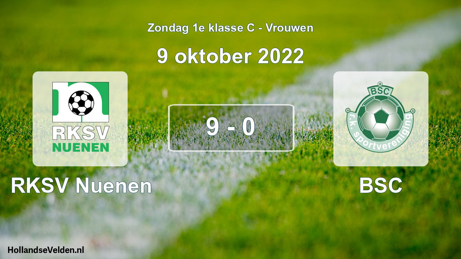 Gespeelde wedstrijd: RKSV Nuenen - BSC 9 - 0 (9 oktober 2022)