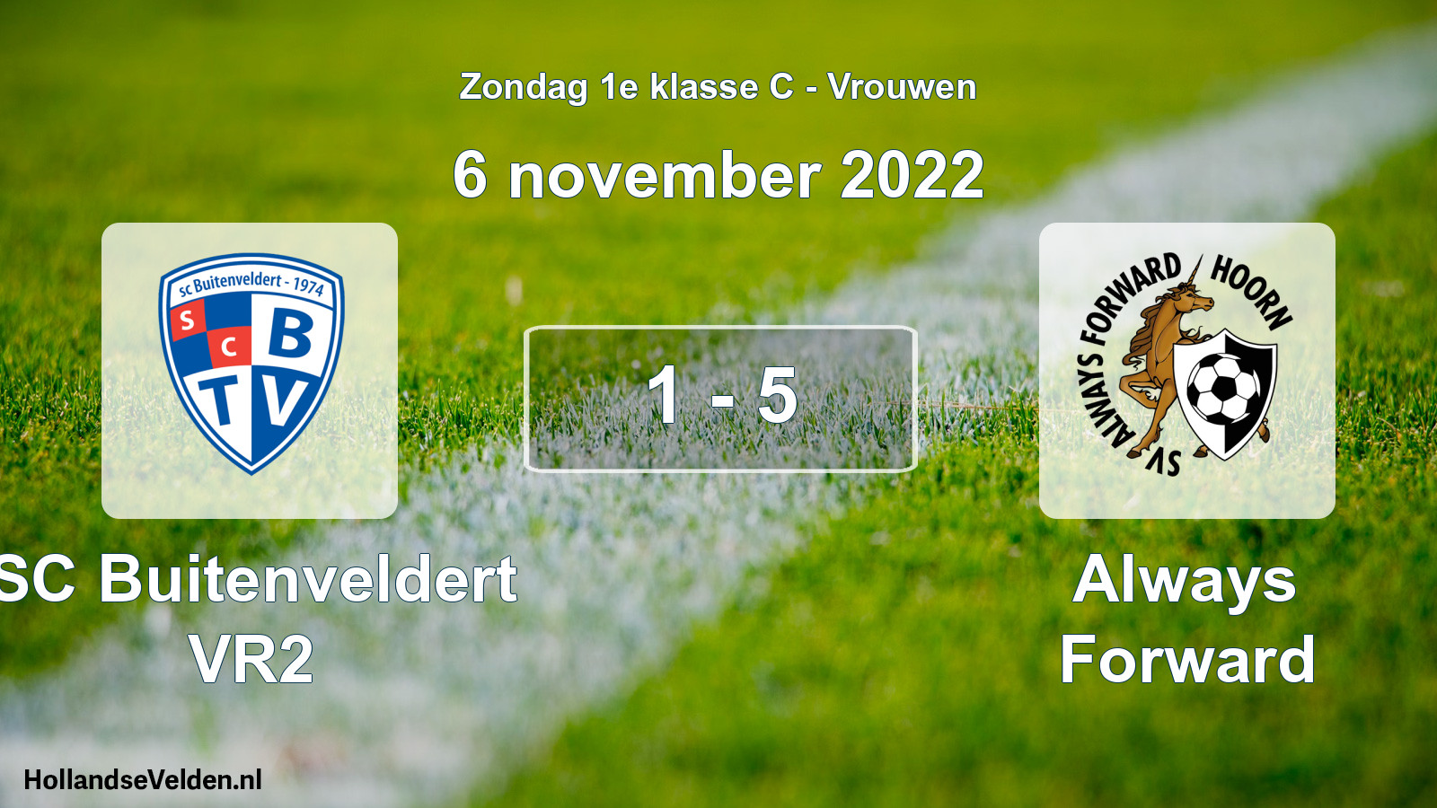 Gespeelde wedstrijd: SC Buitenveldert VR2 - Always Forward 1 - 5 (6 november 2022)