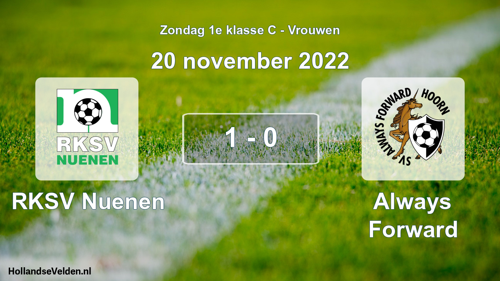 Gespeelde wedstrijd: RKSV Nuenen - Always Forward 1 - 0 (20 november 2022)