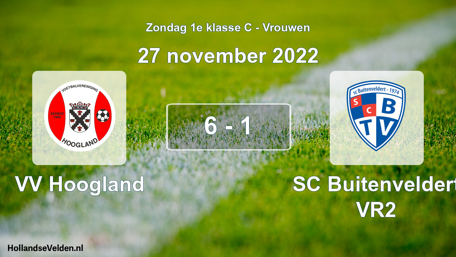 Total number of matches played: VV Hoogland - SC Buitenveldert VR2 6 - 1 (27 November 2022)