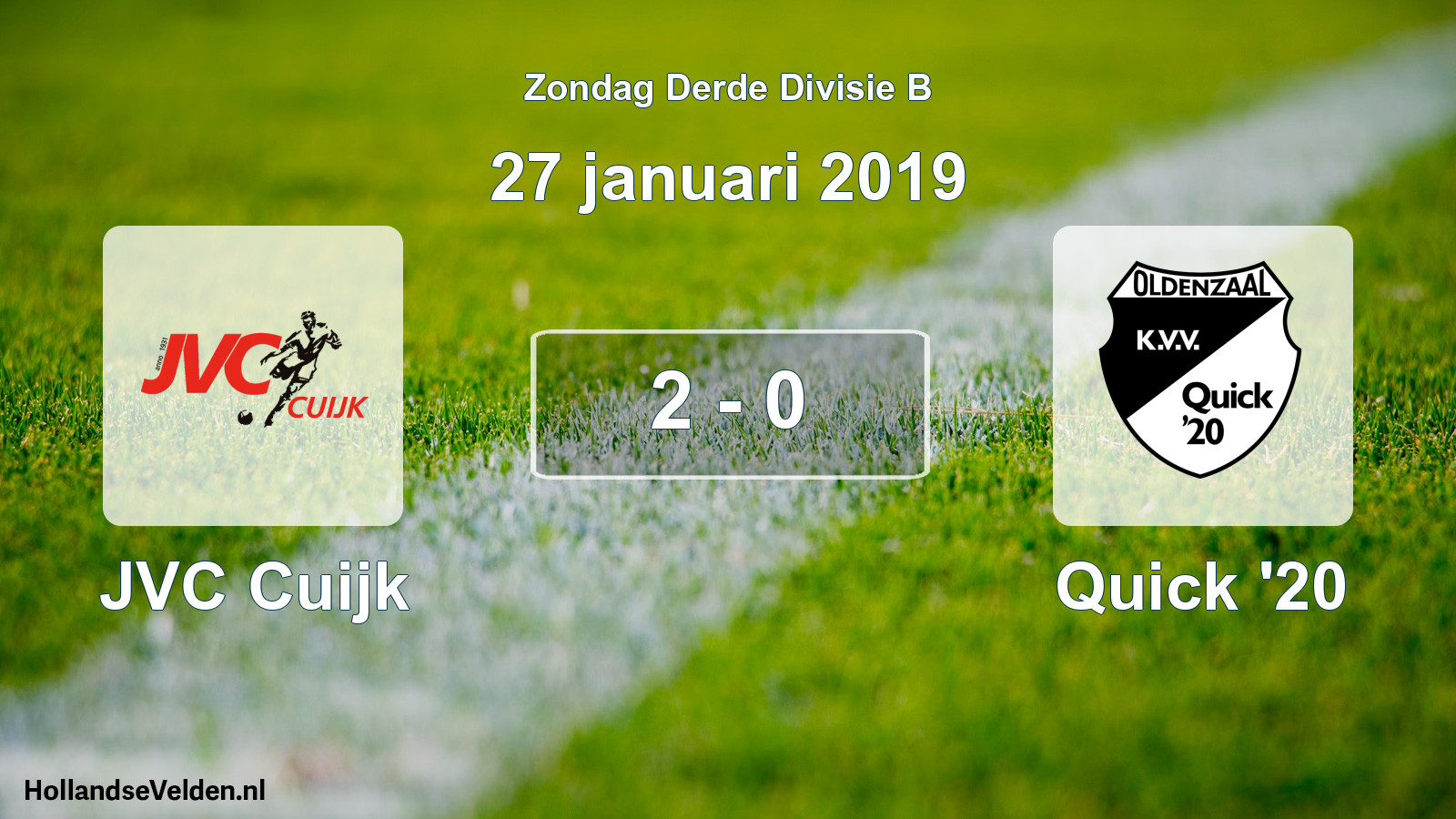 Total number of matches played: JVC Cuijk - Quick '20 2 - 0 (27 January 2019)