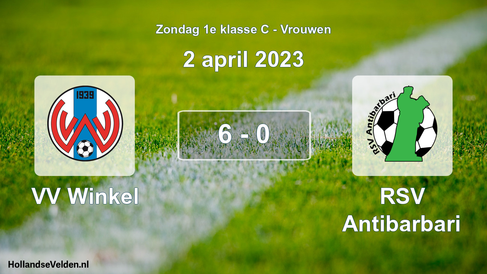 Gespeelde wedstrijd: VV Winkel - RSV Antibarbari 6 - 0 (2 april 2023)