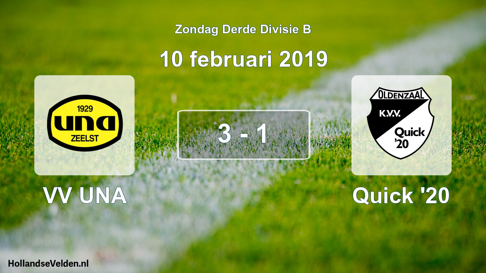 Total number of matches played: VV UNA - Quick '20 3 - 1 (10 February 2019)
