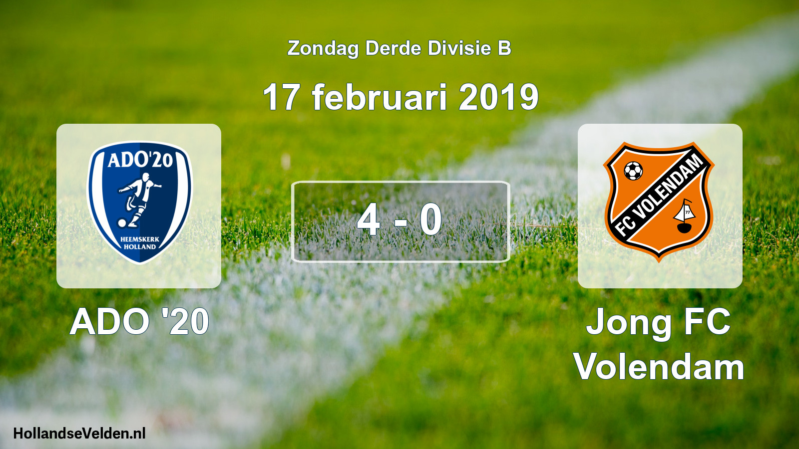 Total number of matches played: ADO '20 - Jong FC Volendam 4 - 0 (17 February 2019)