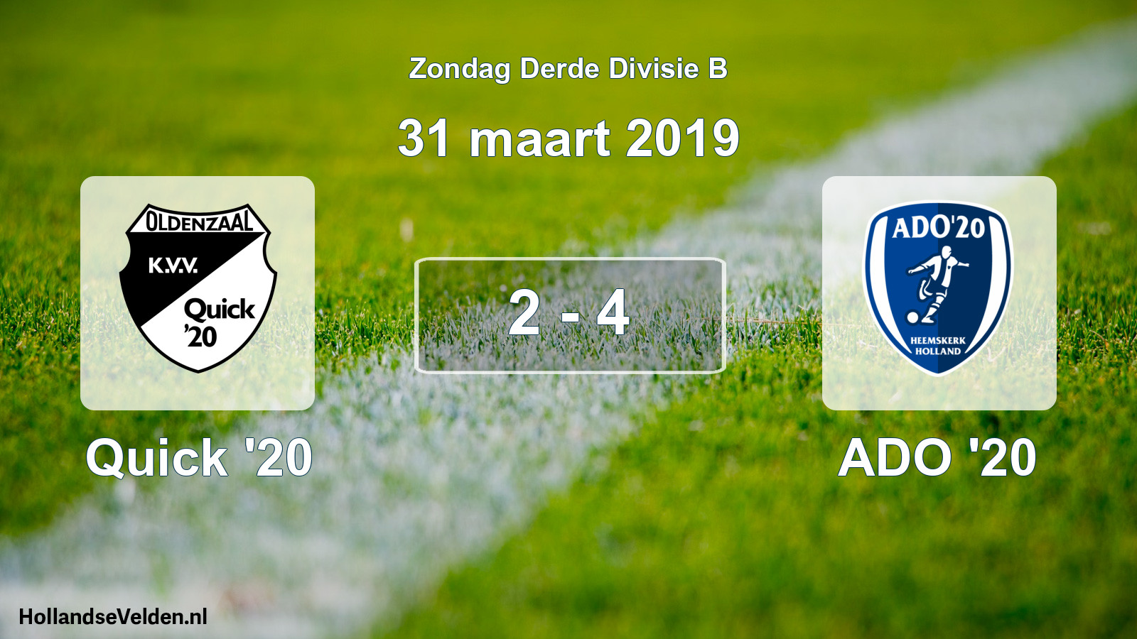 Total number of matches played: Quick '20 - ADO '20 2 - 4 (31 March 2019)