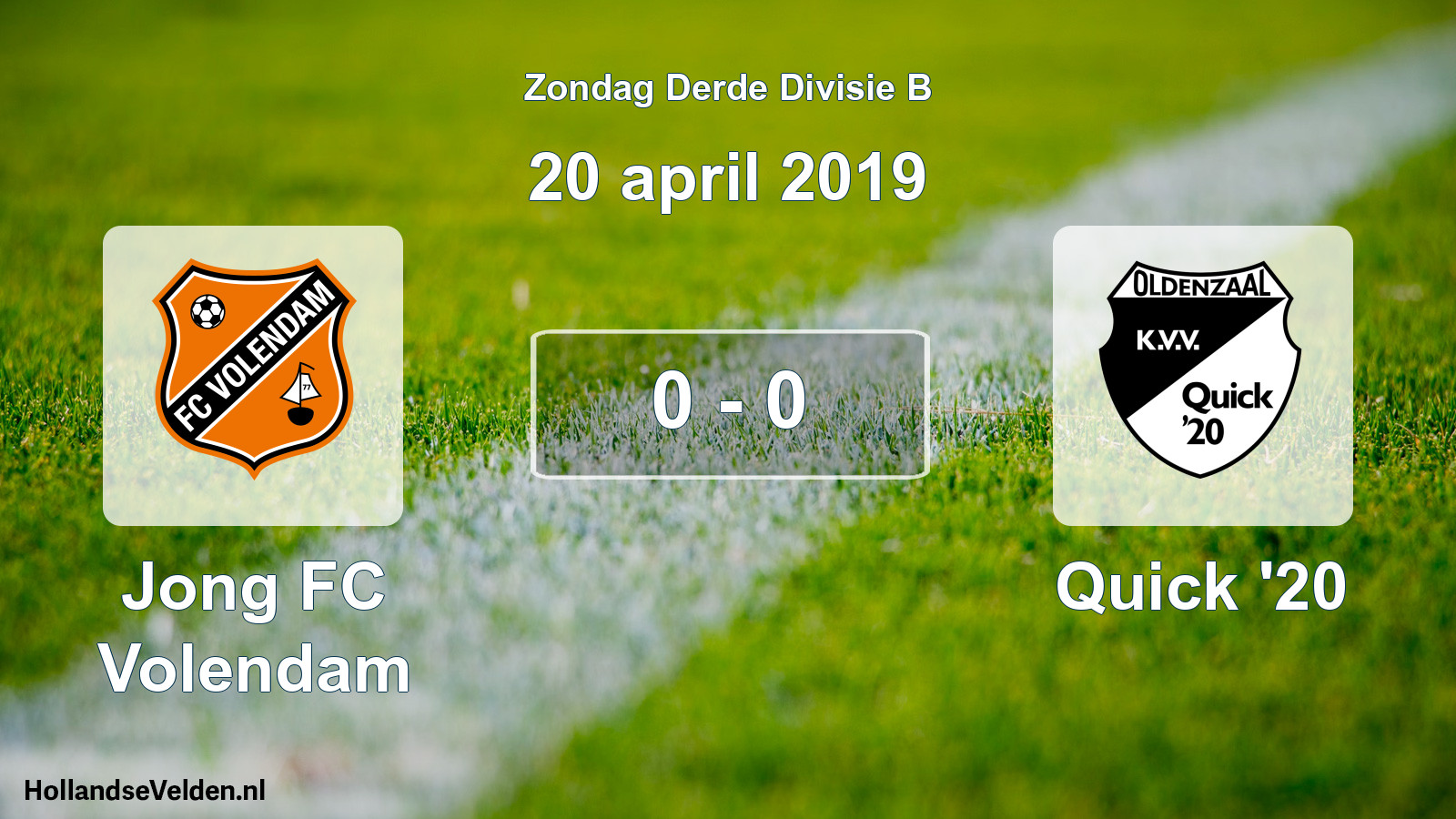 Total number of matches played: Jong FC Volendam - Quick '20 0 - 0 (20 April 2019)