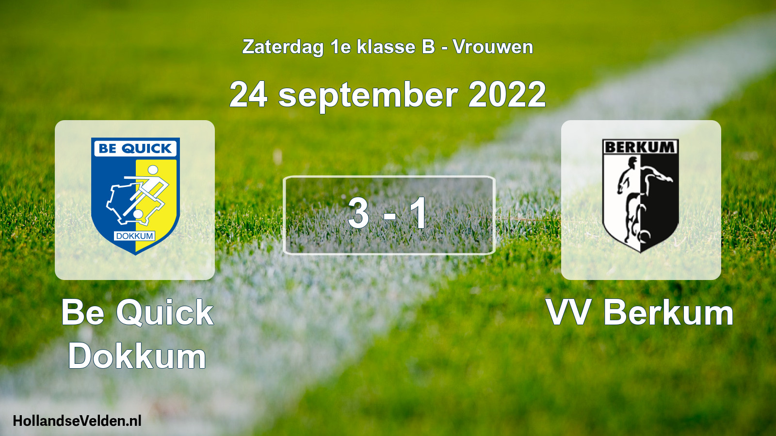 Total number of matches played: Be Quick Dokkum - VV Berkum 3 - 1 (24 September 2022)