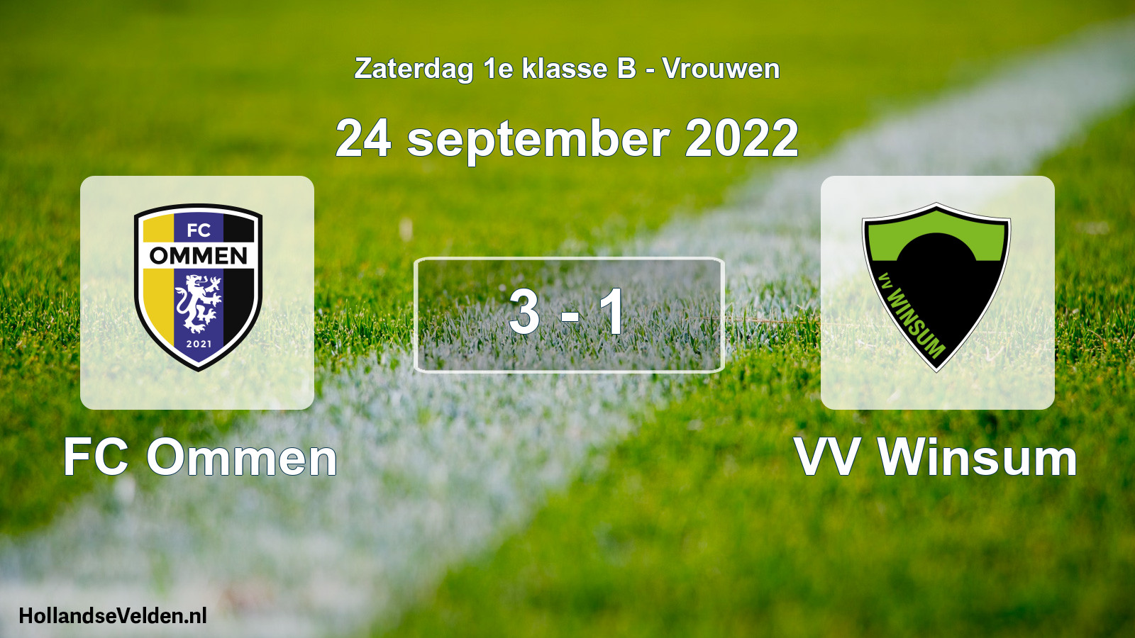 Total number of matches played: FC Ommen - VV Winsum 3 - 1 (24 September 2022)