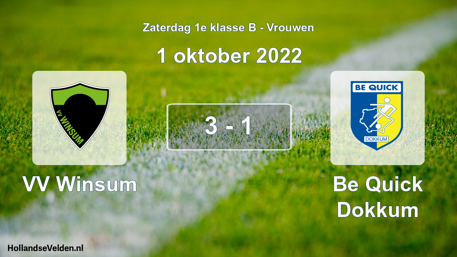 Total number of matches played: VV Winsum - Be Quick Dokkum 3 - 1 (1 October 2022)
