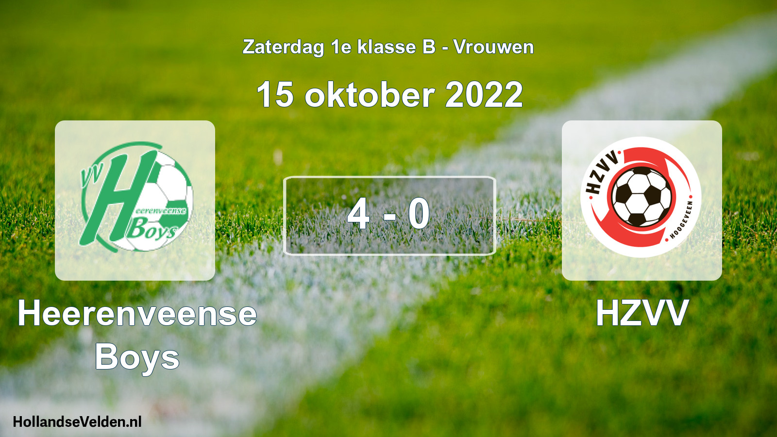 Total number of matches played: Heerenveense Boys - HZVV 4 - 0 (15 October 2022)