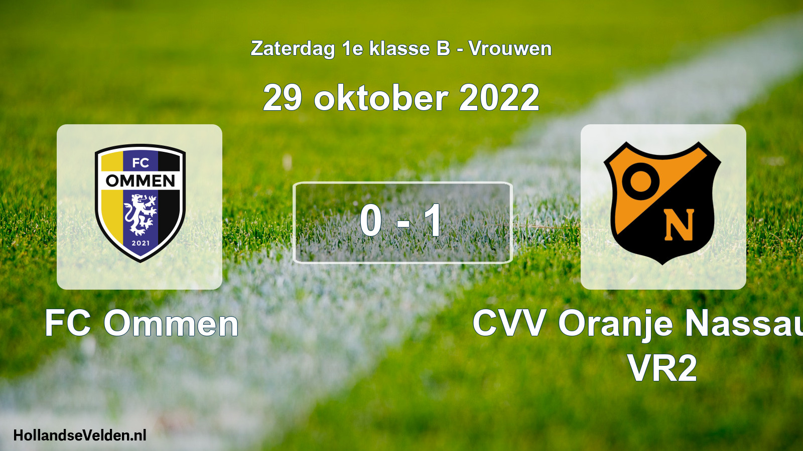 Total number of matches played: FC Ommen - CVV Oranje Nassau G VR2 0 - 1 (29 October 2022)
