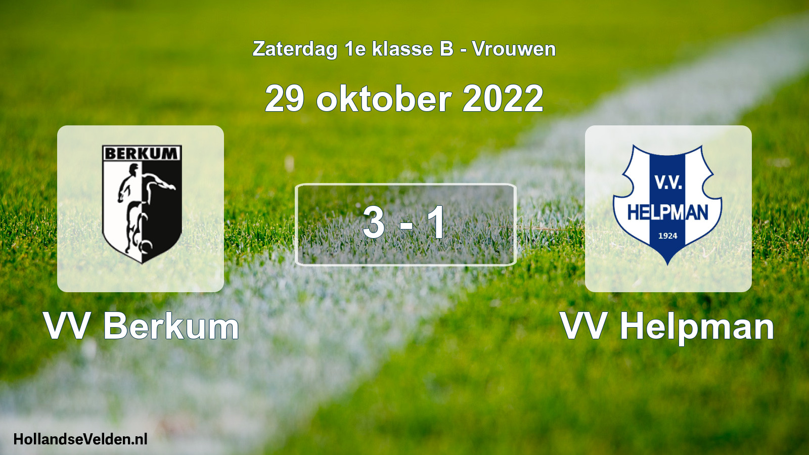 Total number of matches played: VV Berkum - VV Helpman 3 - 1 (29 October 2022)