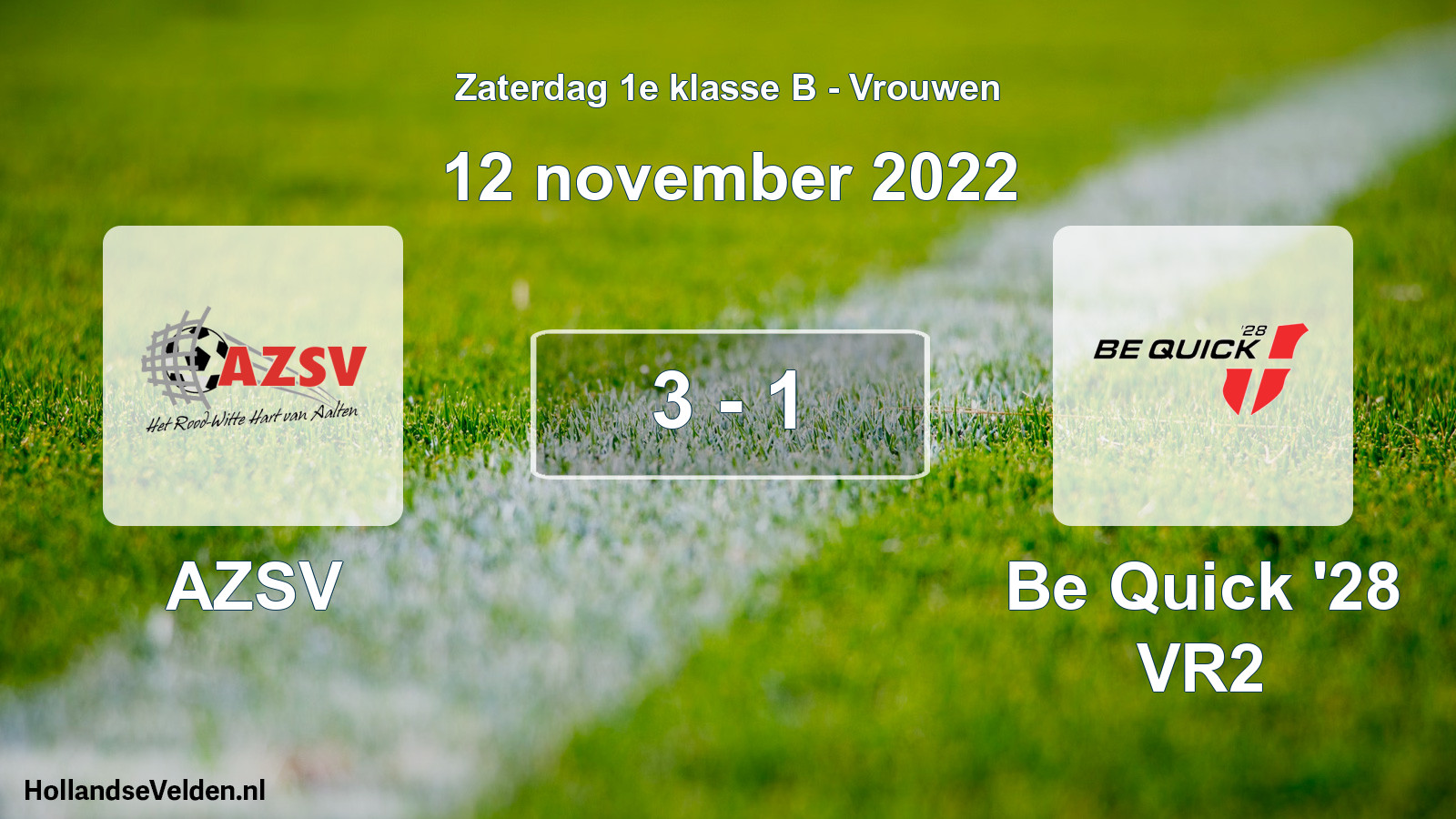 Total number of matches played: AZSV - Be Quick '28 VR2 3 - 1 (12 November 2022)