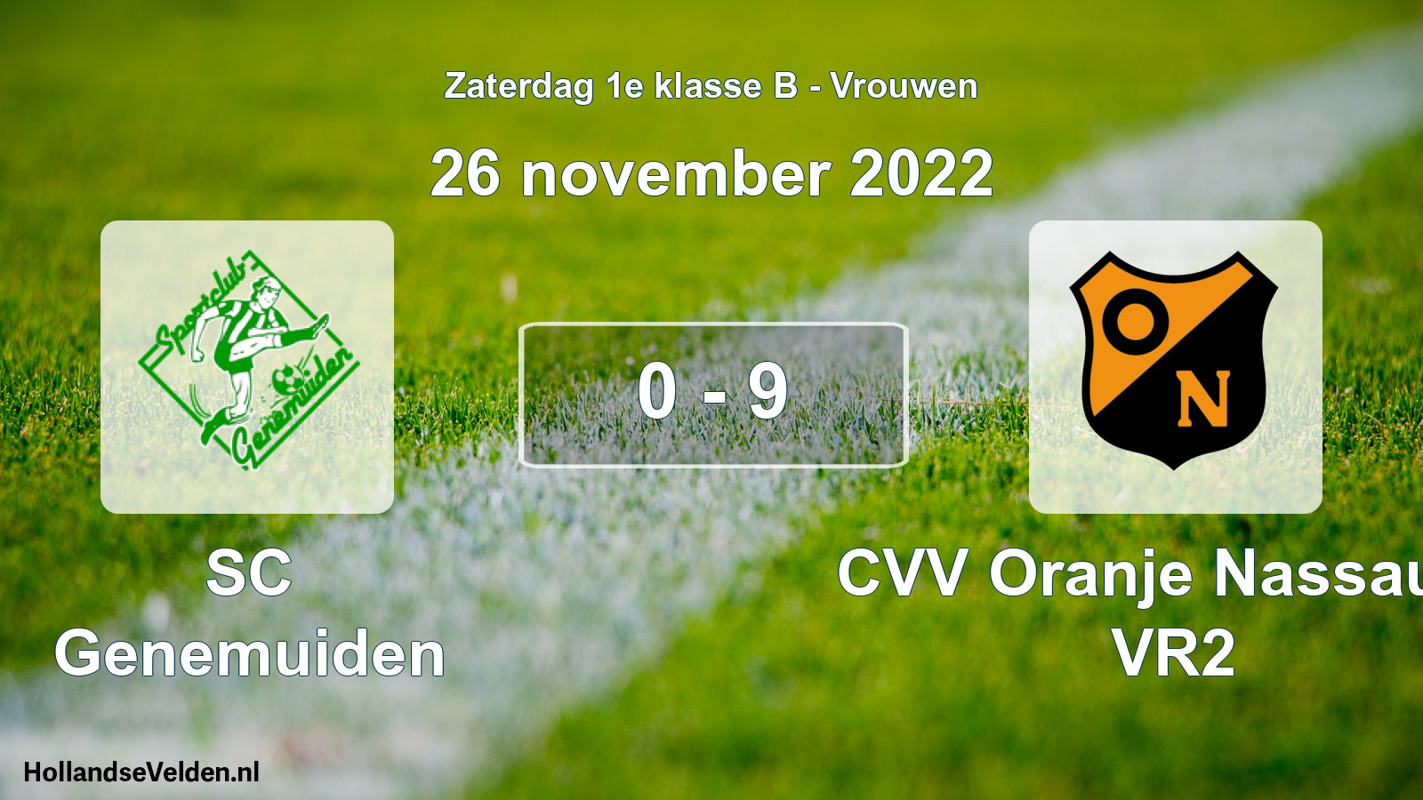 Total number of matches played: SC Genemuiden - CVV Oranje Nassau G VR2 0 - 9 (26 November 2022)