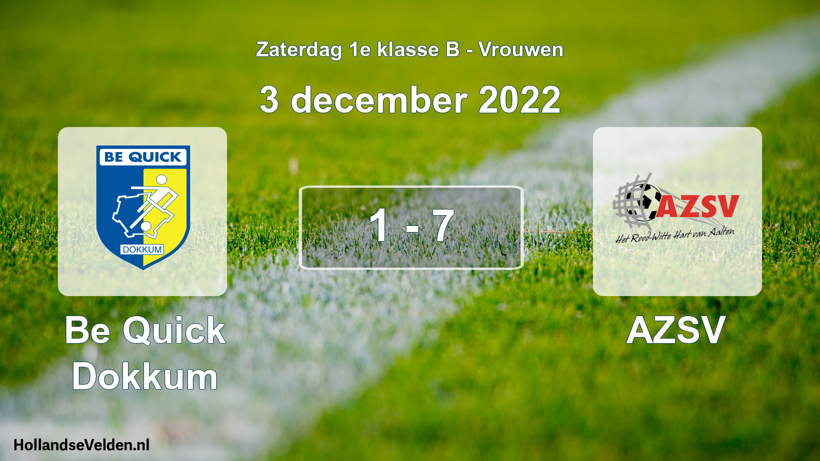 Total number of matches played: Be Quick Dokkum - AZSV 1 - 7 (3 December 2022)