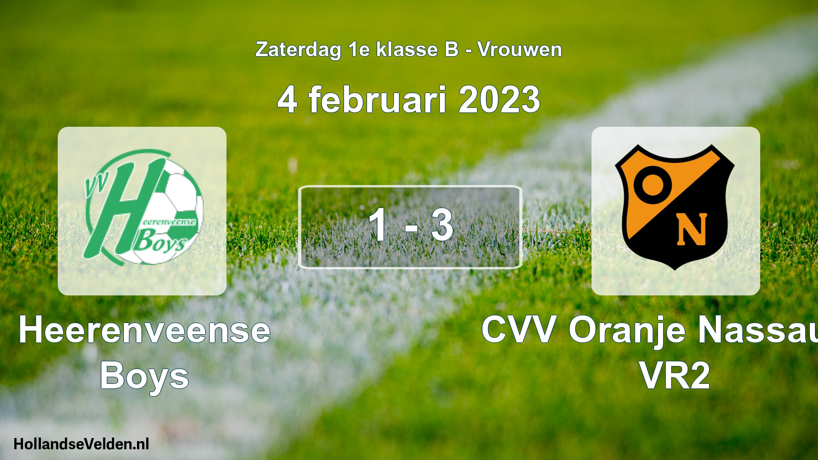 Total number of matches played: Heerenveense Boys - CVV Oranje Nassau G VR2 1 - 3 (4 February 2023)