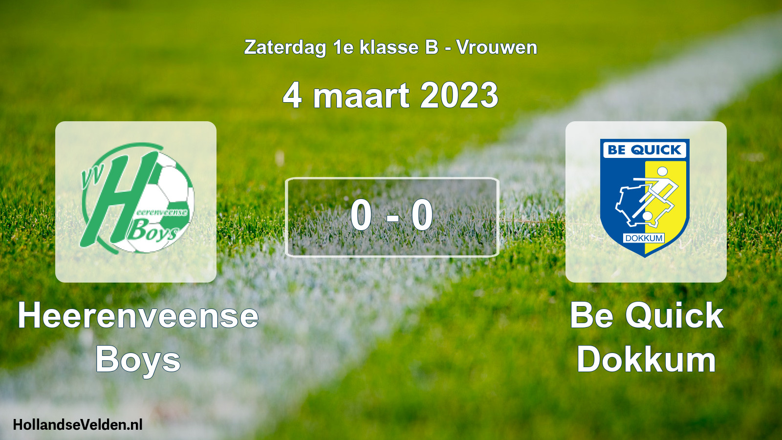Total number of matches played: Heerenveense Boys - Be Quick Dokkum 0 - 0 (4 March 2023)