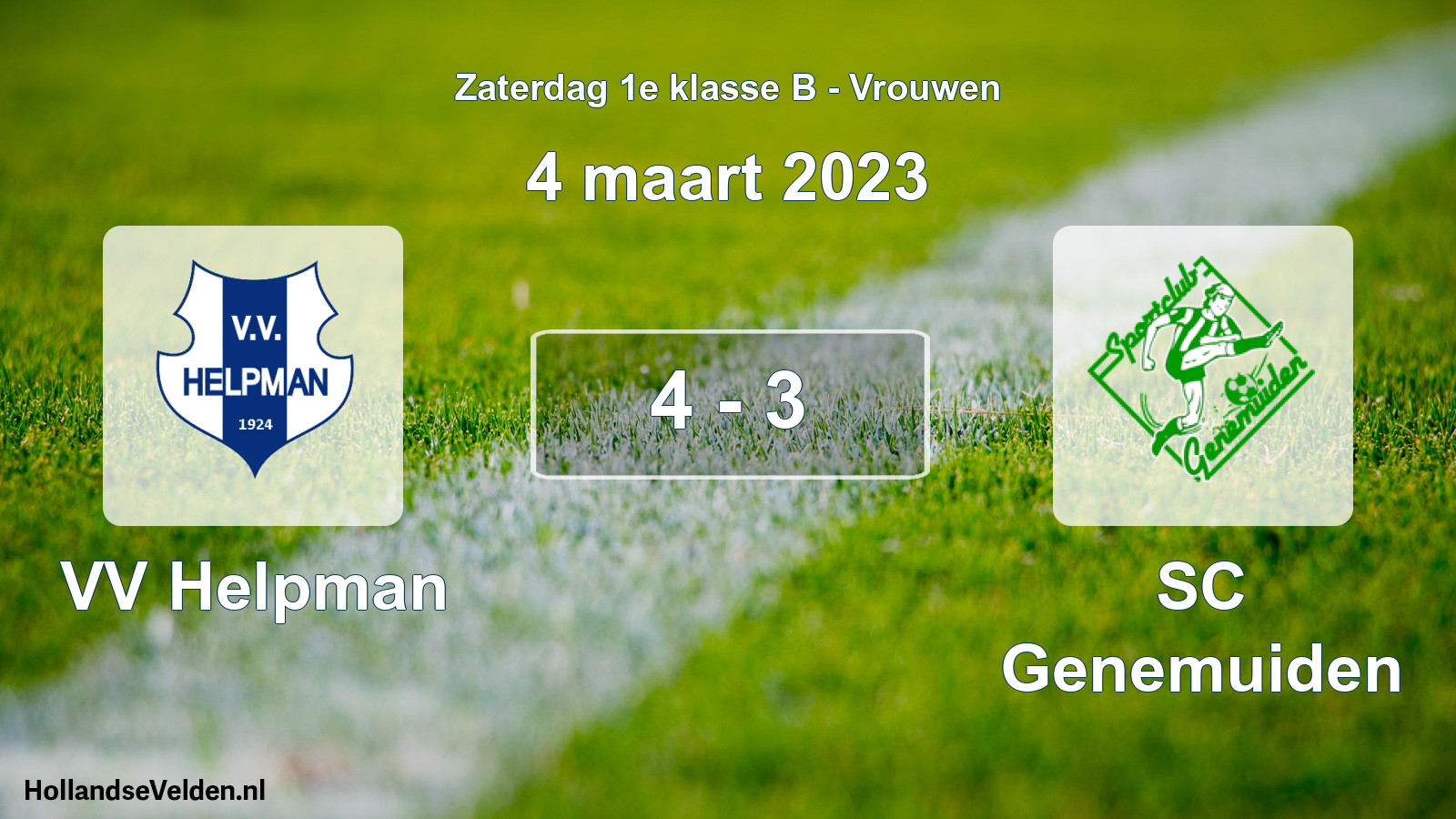 Total number of matches played: VV Helpman - SC Genemuiden 4 - 3 (4 March 2023)
