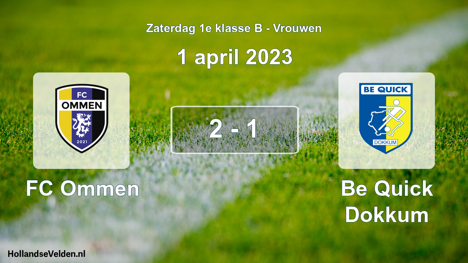 Total number of matches played: FC Ommen - Be Quick Dokkum 2 - 1 (1 April 2023)