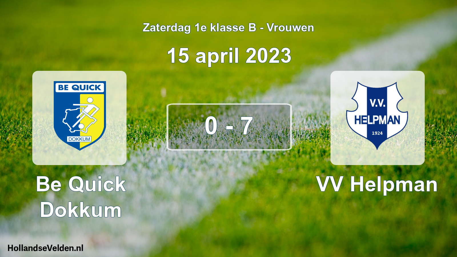 Total number of matches played: Be Quick Dokkum - VV Helpman 0 - 7 (15 April 2023)