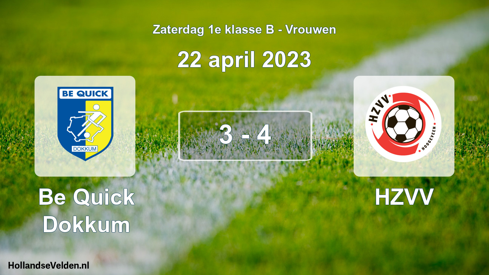 Total number of matches played: Be Quick Dokkum - HZVV 3 - 4 (22 April 2023)