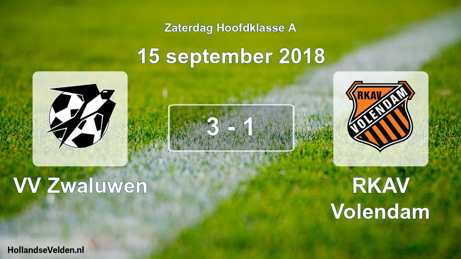 Total number of matches played: VV Zwaluwen - RKAV Volendam 3 - 1 (15 September 2018)
