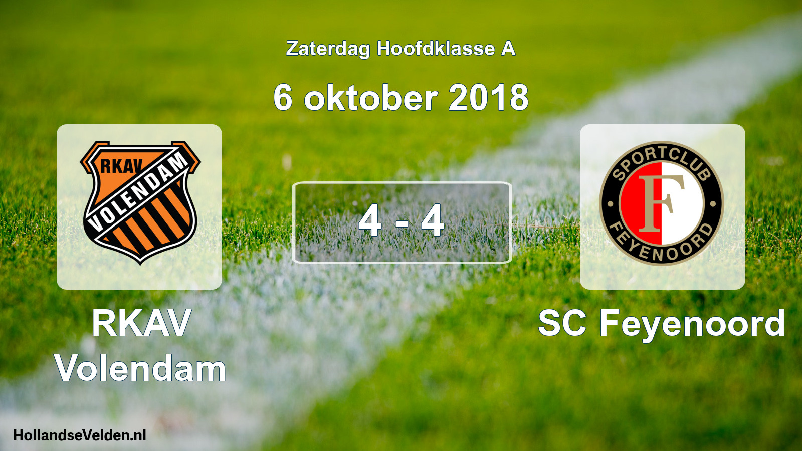 Total number of matches played: RKAV Volendam - SC Feyenoord 4 - 4 (6 October 2018)