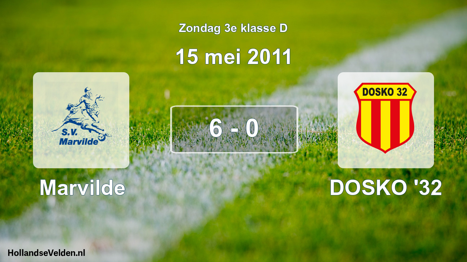 Total number of matches played: Marvilde - DOSKO '32 6 - 0 (15 May 2011)