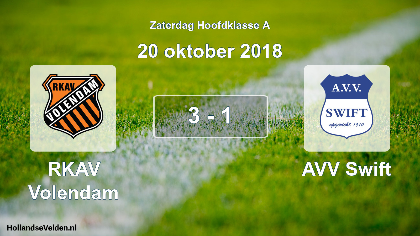 Total number of matches played: RKAV Volendam - AVV Swift 3 - 1 (20 October 2018)