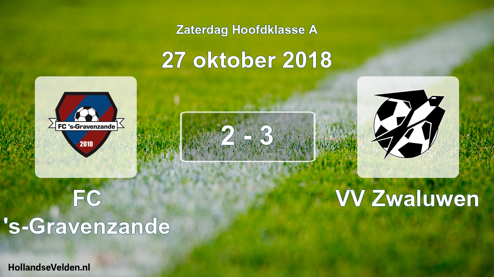 Total number of matches played: FC 's-Gravenzande - VV Zwaluwen 2 - 3 (27 October 2018)