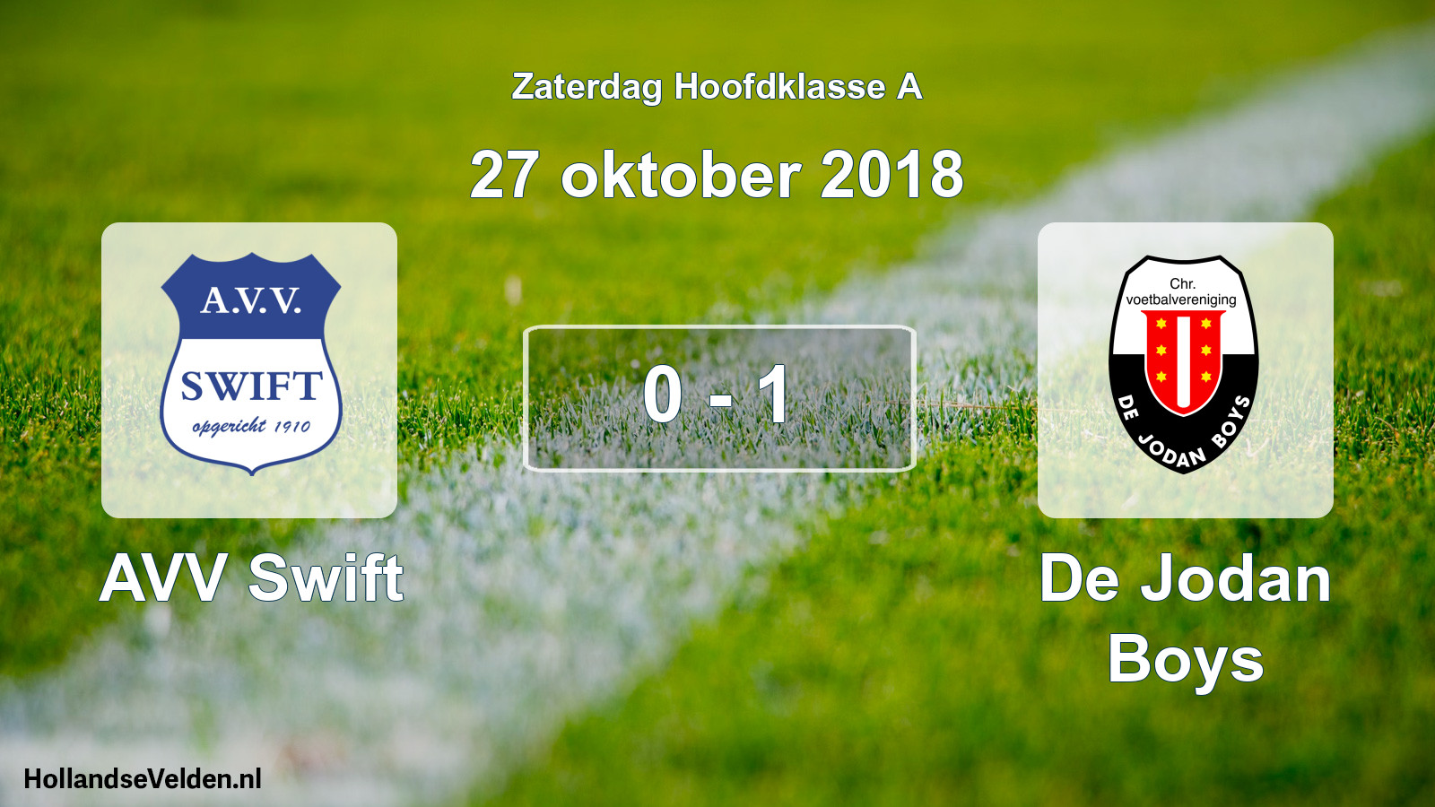 Total number of matches played: AVV Swift - De Jodan Boys 0 - 1 (27 October 2018)