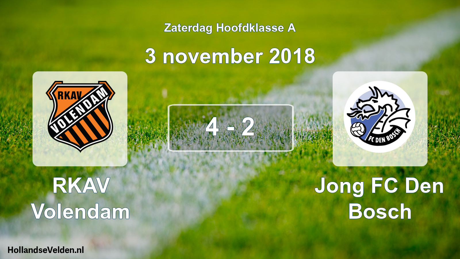 Total number of matches played: RKAV Volendam - Jong FC Den Bosch 4 - 2 (3 November 2018)