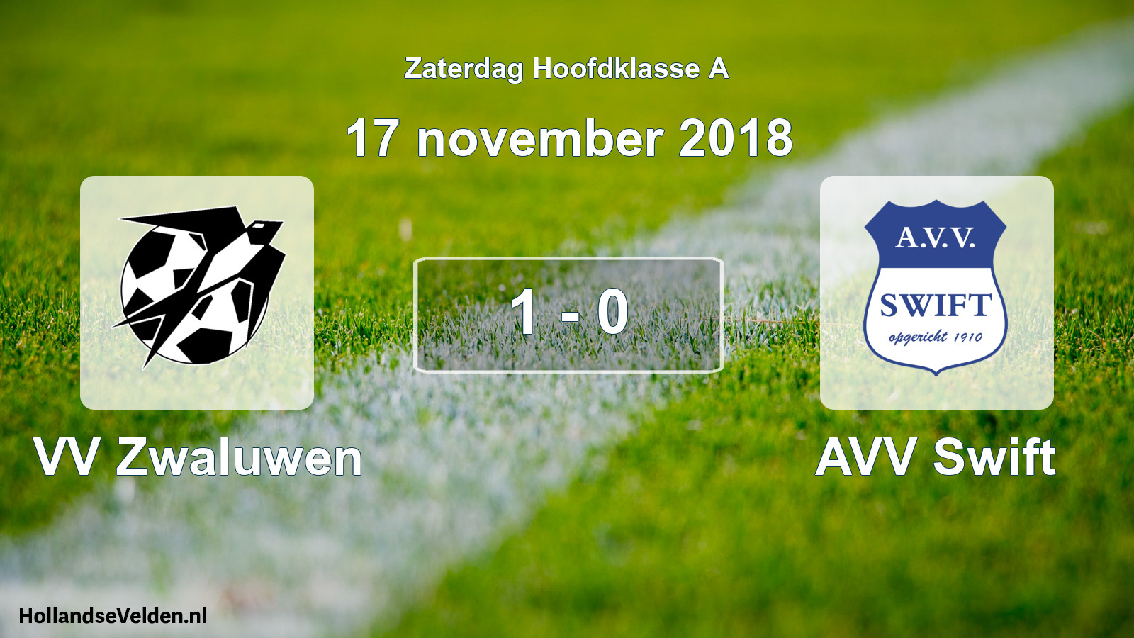 Total number of matches played: VV Zwaluwen - AVV Swift 1 - 0 (17 November 2018)