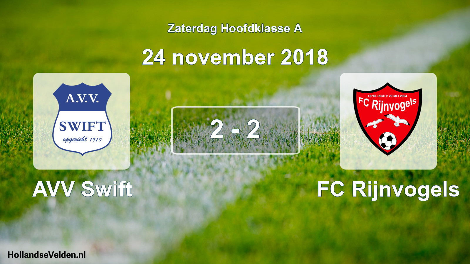 Total number of matches played: AVV Swift - FC Rijnvogels 2 - 2 (24 November 2018)