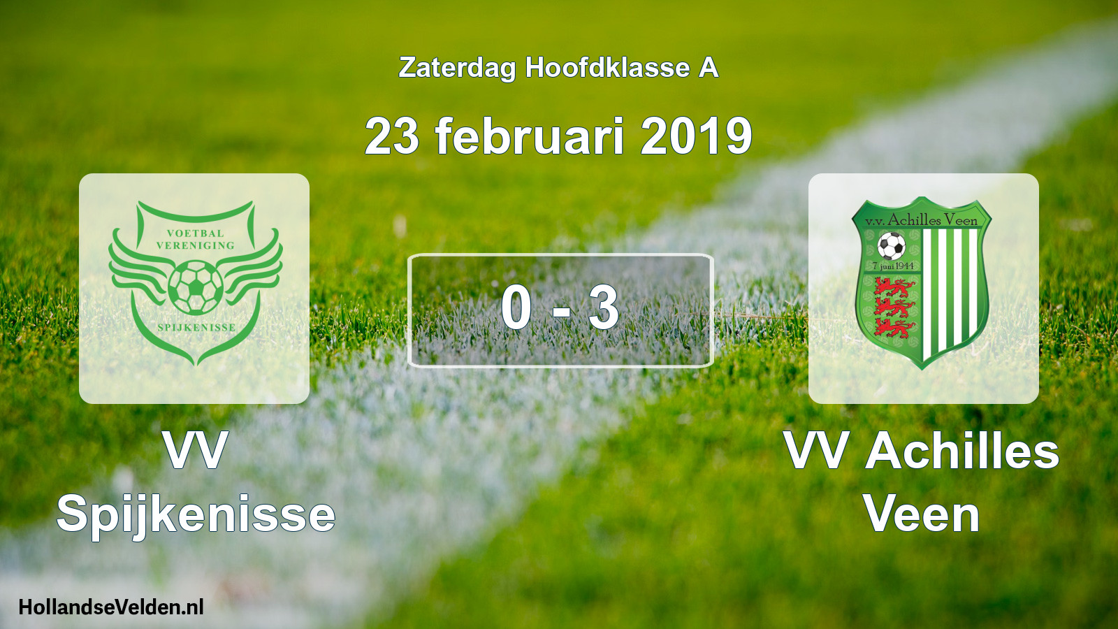 Total number of matches played: VV Spijkenisse - VV Achilles Veen 0 - 3 (23 February 2019)