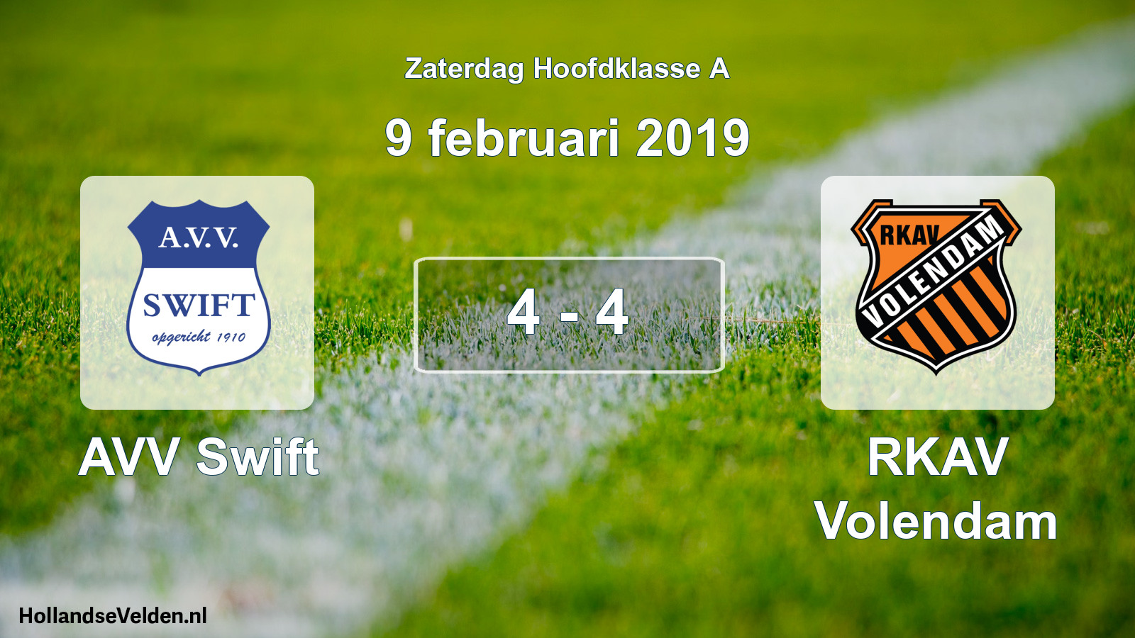Total number of matches played: AVV Swift - RKAV Volendam 4 - 4 (9 February 2019)