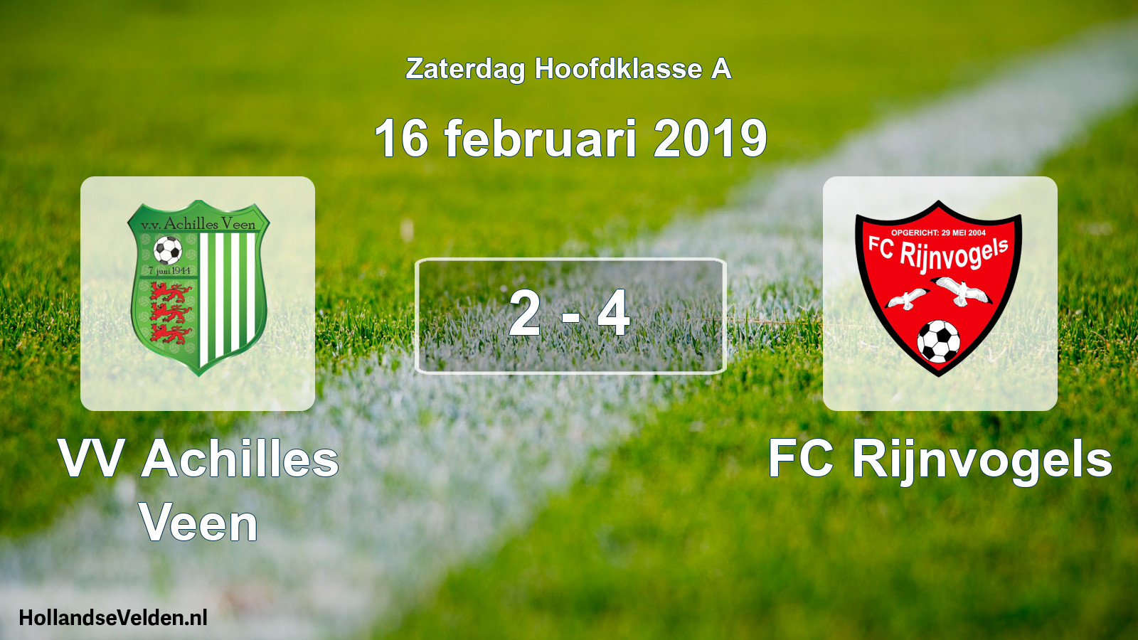Total number of matches played: VV Achilles Veen - FC Rijnvogels 2 - 4 (16 February 2019)
