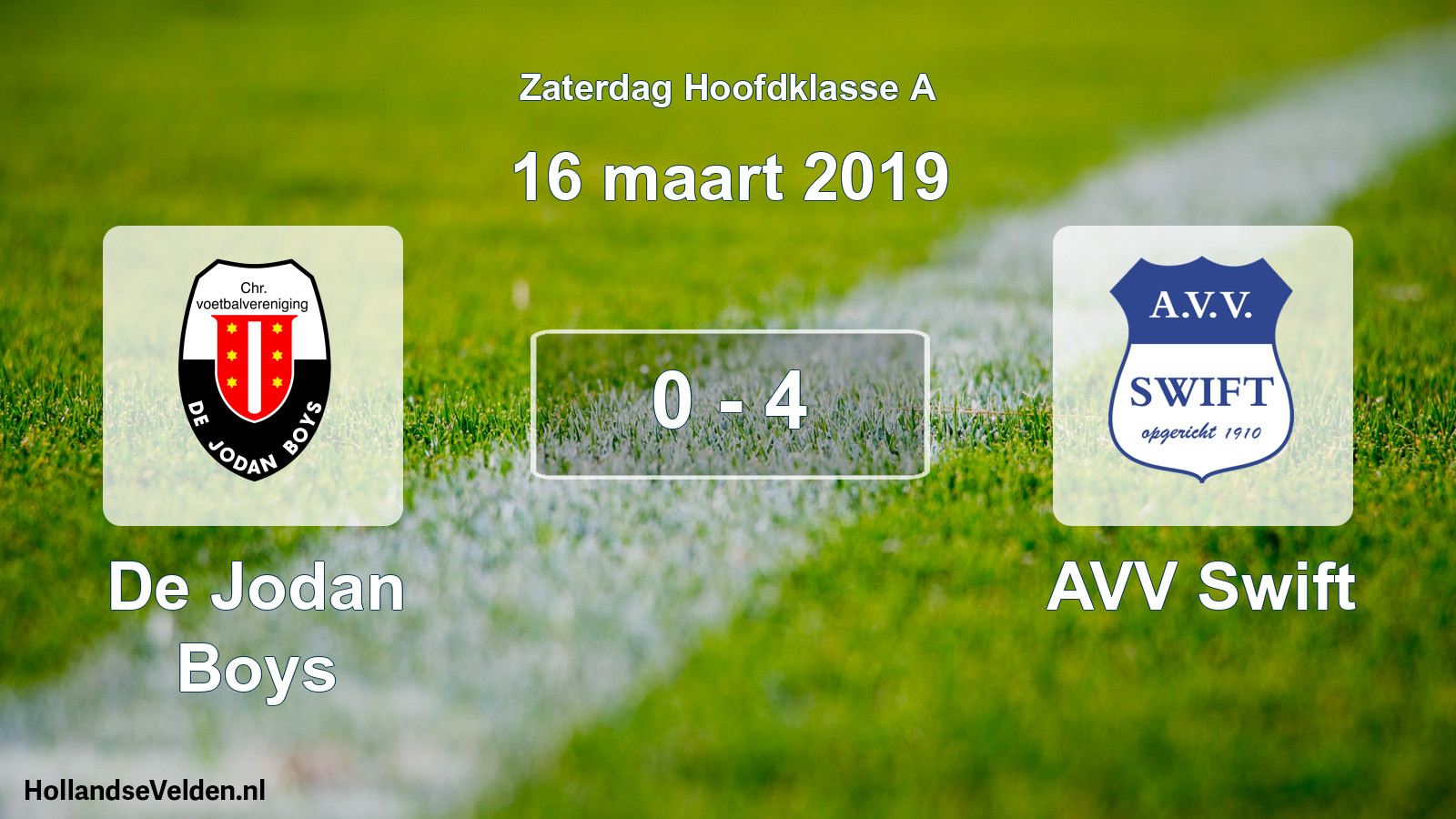 Total number of matches played: De Jodan Boys - AVV Swift 0 - 4 (16 March 2019)