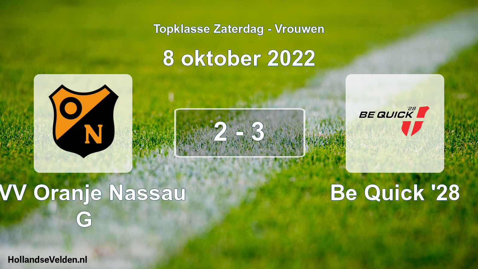 Total number of matches played: CVV Oranje Nassau G - Be Quick '28 2 - 3 (8 October 2022)
