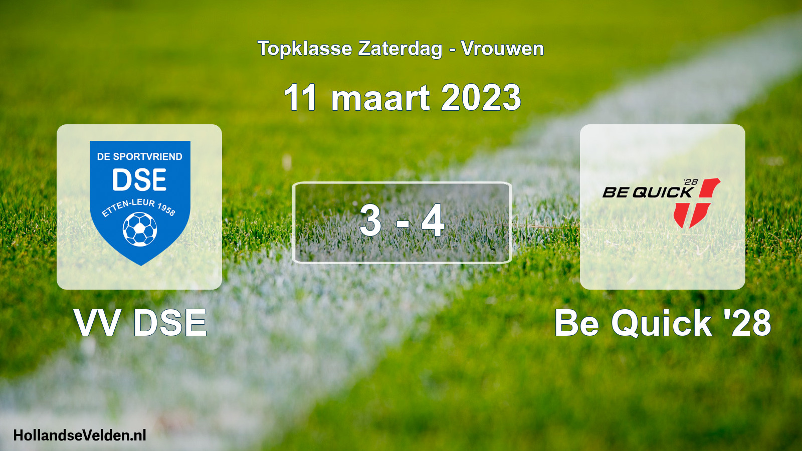 Total number of matches played: VV DSE - Be Quick '28 3 - 4 (11 March 2023)
